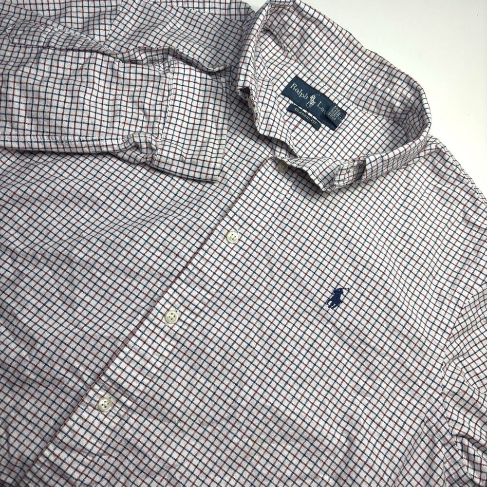 Ralph Lauren Men's M Classic Fit White Plaid Long Sleeve Button Down Shirt - Picture 2 of 8